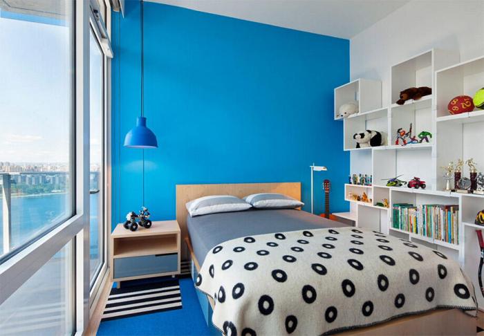 Kamar biru tidur putih bagus ide tembok minimalis bilik baik langit ruangan terang nyaman dinding kombinasi cocok dekorrumah desain cowok