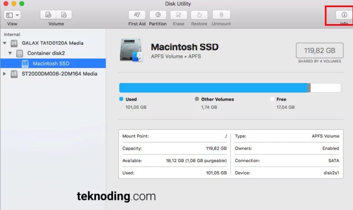 Mac disk penyimpanan